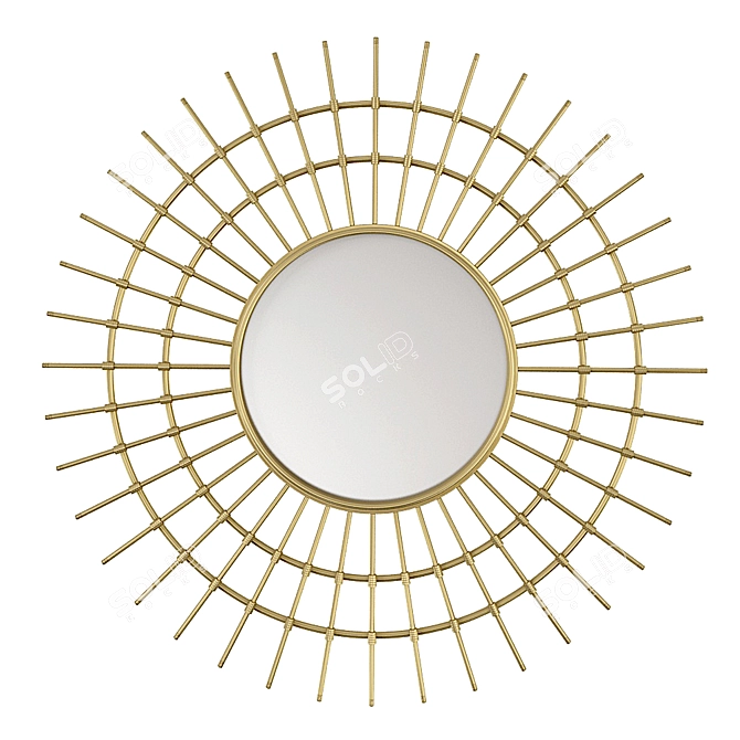 Golden Sunburst Decorative Mirror 3D model image 1