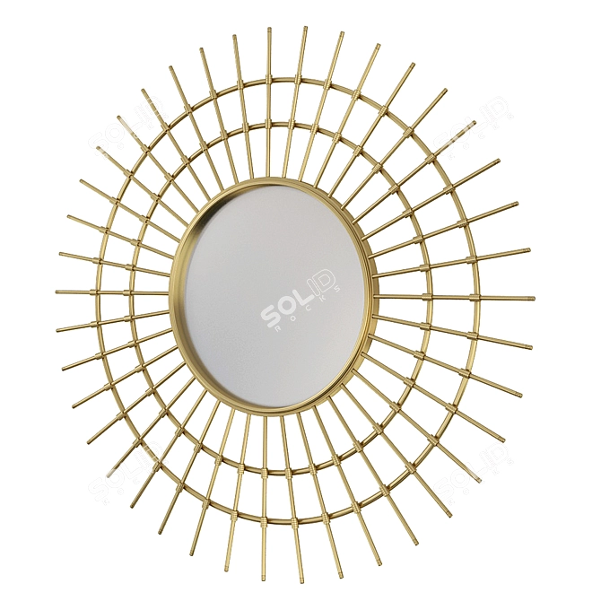 Golden Sunburst Decorative Mirror 3D model image 2