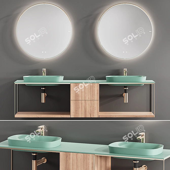 FIORA Sen 4 - Olmo Mercurio - Stylish Bathroom Vanity 3D model image 1