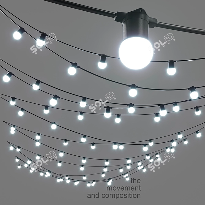 Customizable Garland Belt Lights 3D model image 1