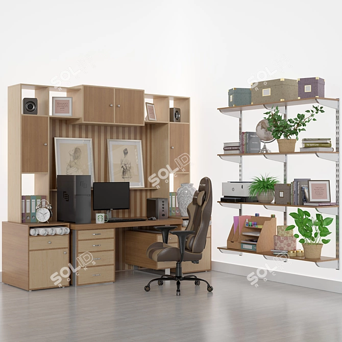 Modern Office Objects Set 3D model image 1