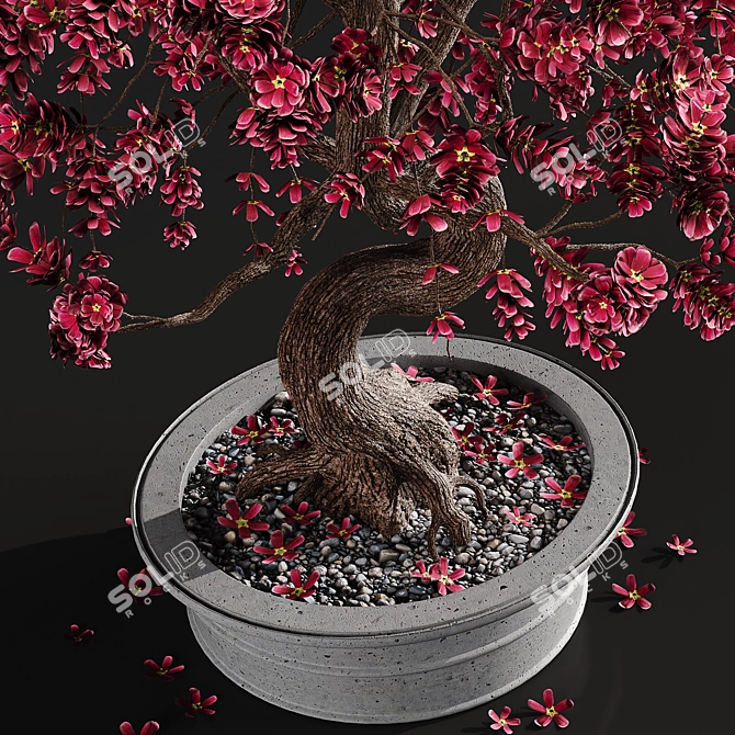 Artificial Bonsai Plant: Exquisite Foliage 3D model image 4