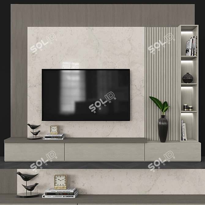 Sleek TV Wall Set: Modernize Your Entertainment Space 3D model image 1