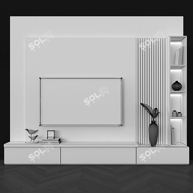 Sleek TV Wall Set: Modernize Your Entertainment Space 3D model image 4