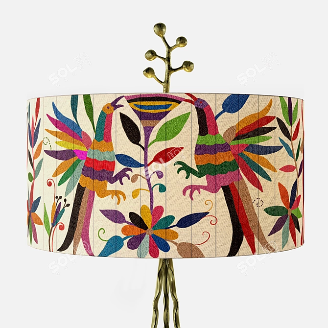 Handcrafted Otomi Floor Lamp 3D model image 2