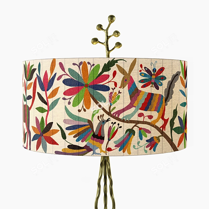 Handcrafted Otomi Floor Lamp 3D model image 3