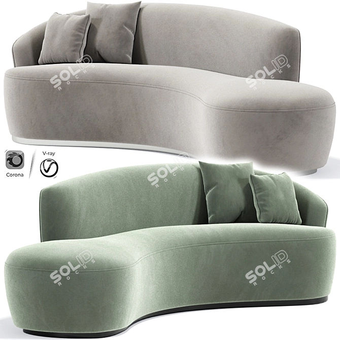 Modern Italian Curved Sofa - Inspired Elegance 3D model image 1