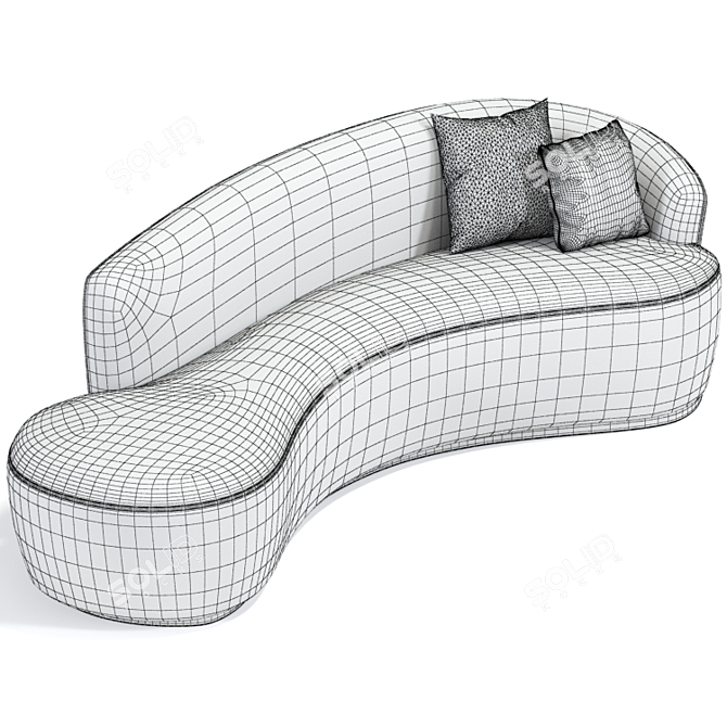 Modern Italian Curved Sofa - Inspired Elegance 3D model image 4