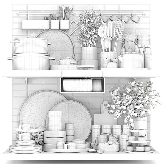 Elegant Bella Kitchen Collection 3D model image 6