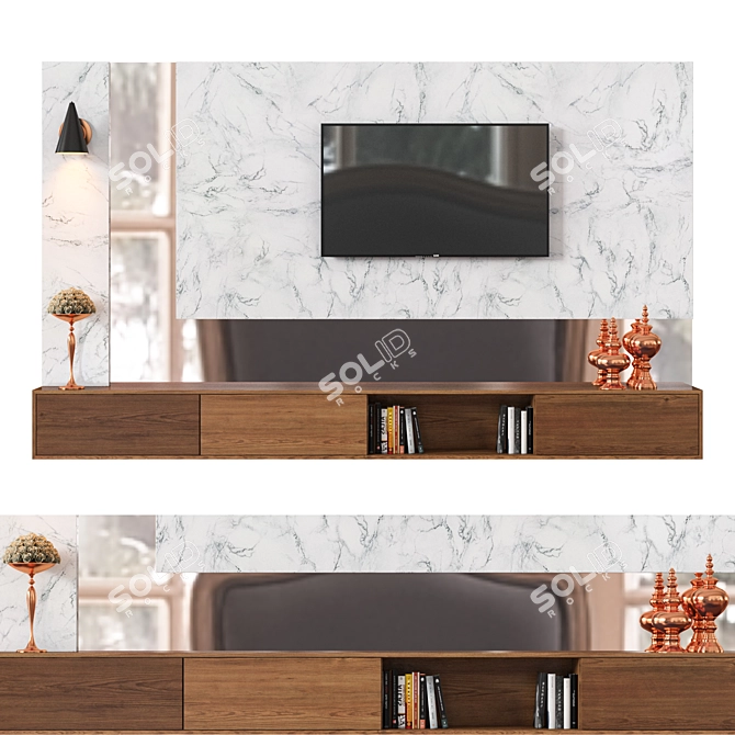 Stylish TV Wall Solution: TV Wall 09 3D model image 1