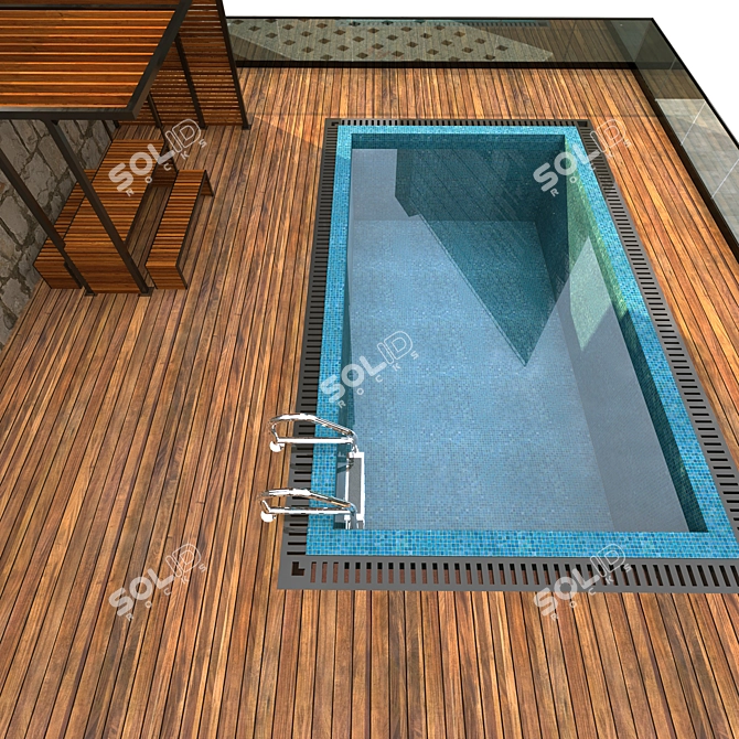 Wooden Pergola Pool 3D model image 2
