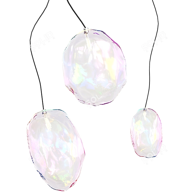 Elegant Glass Bubble Pendant Lamp 3D model image 2