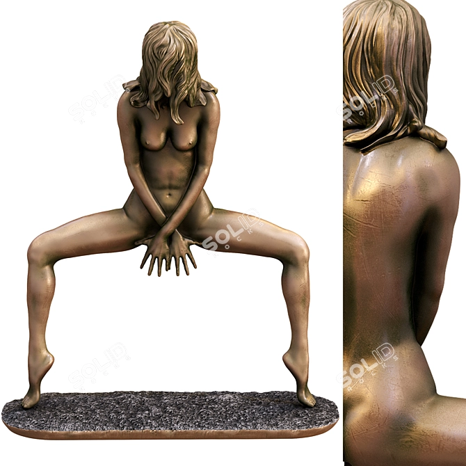 Sensual Bronze Nude Woman Statue 3D model image 1