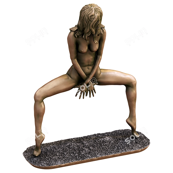 Sensual Bronze Nude Woman Statue 3D model image 4