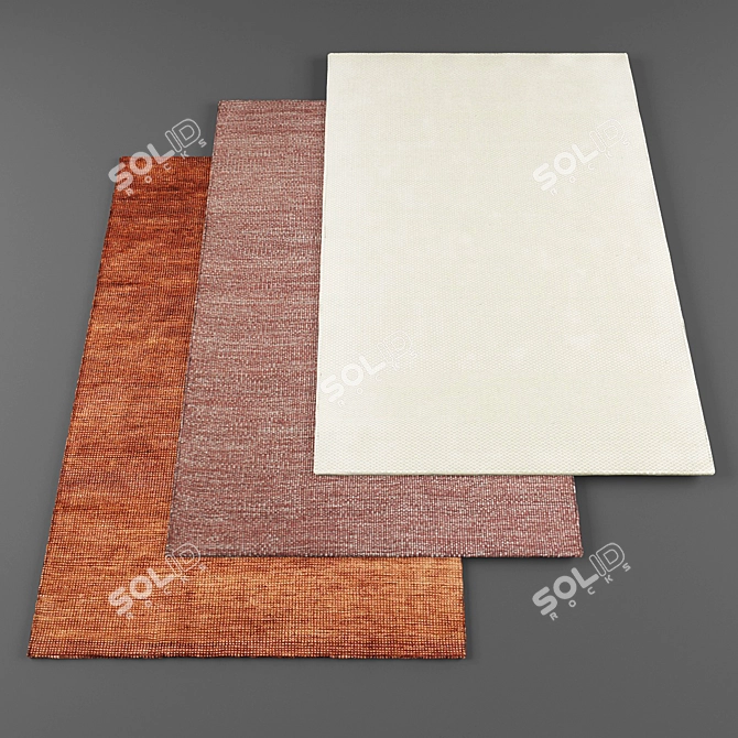 5-Piece Set of Stylish Rugs 3D model image 1