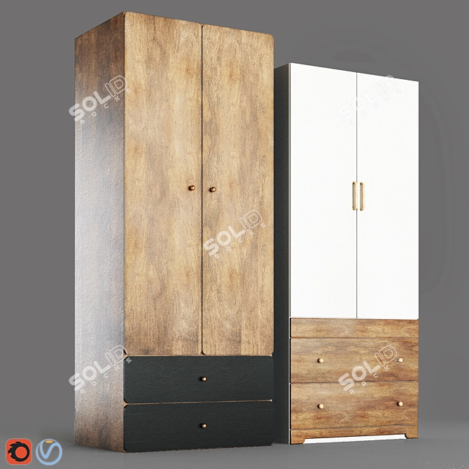 Compact Industrial Wardrobe | Minh Tri 3D model image 1