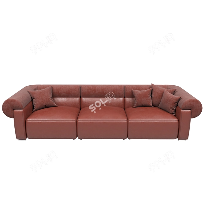 Natuzzi Classic Duo  Leather and Fabric Combination 3D model image 4