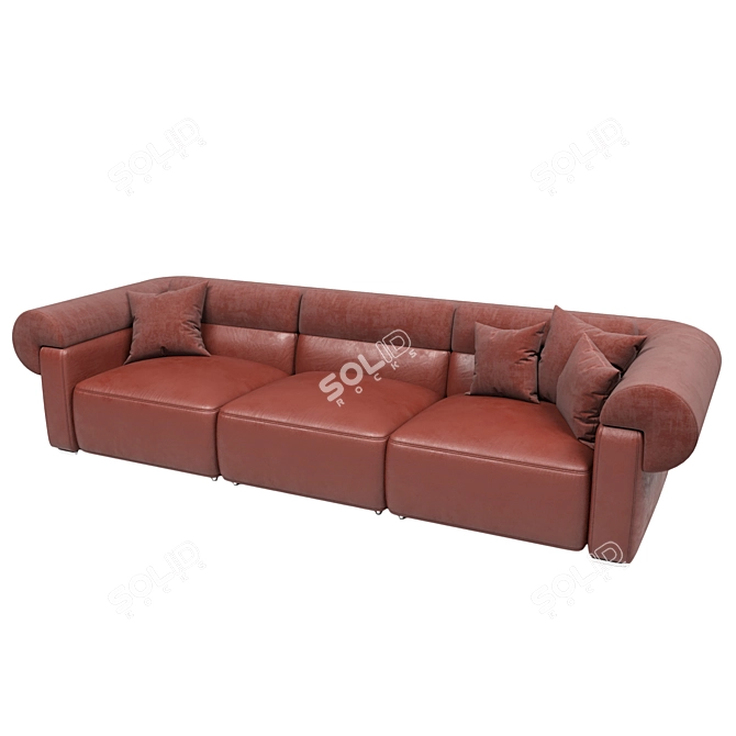 Natuzzi Classic Duo  Leather and Fabric Combination 3D model image 5