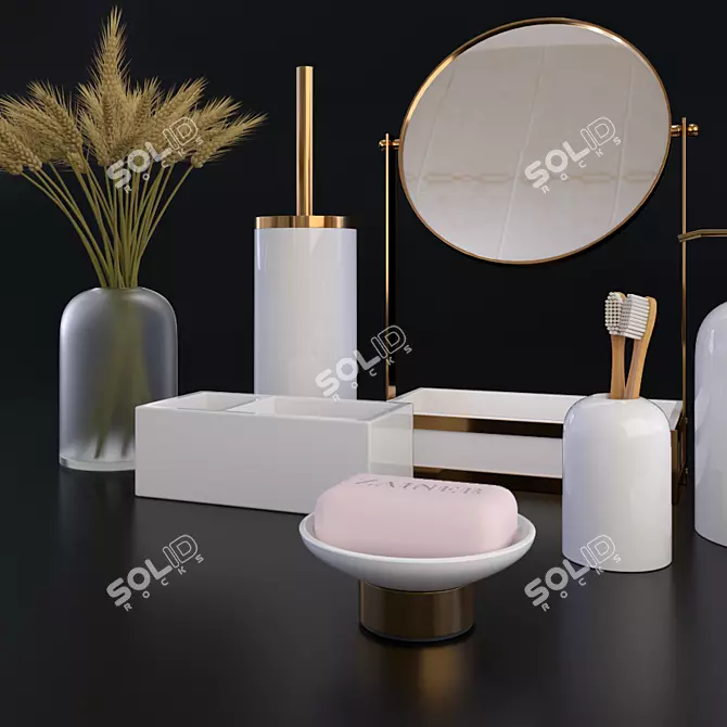 Elegant Resin Bathroom Set 3D model image 3