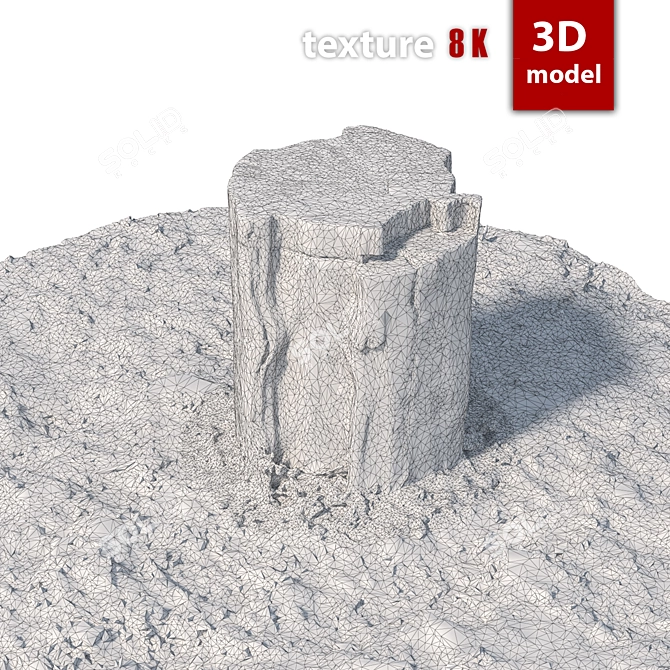 Detailed 3D Stump Model 3D model image 3