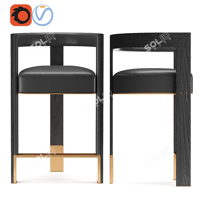 Sleek Brooklyn Bar Chair 3D model image 1