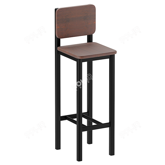 Industrial Loft Style Bar Stool 3D model image 1