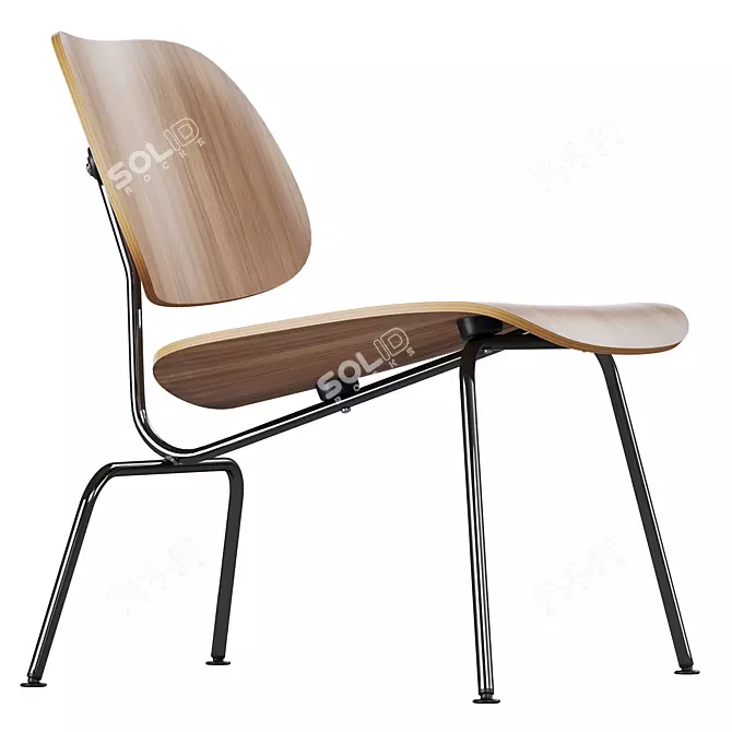 Modern Scandinavian Design Vitra Plywood Lounge Chair Metal 3D model image 1