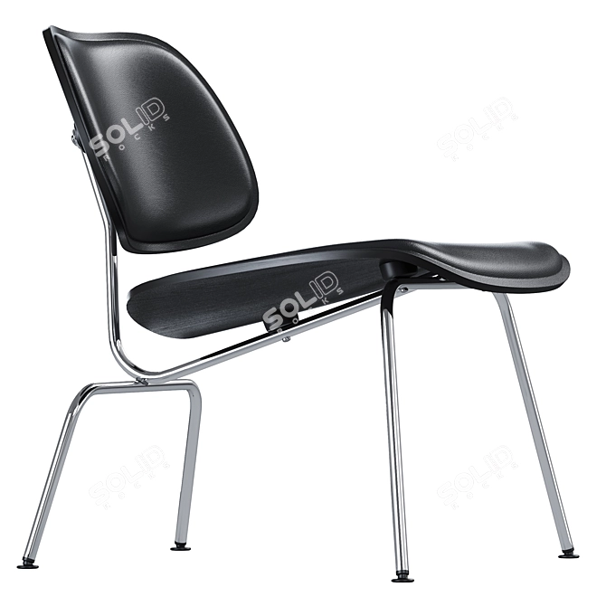 Modern Scandinavian Design Vitra Plywood Lounge Chair Metal 3D model image 3