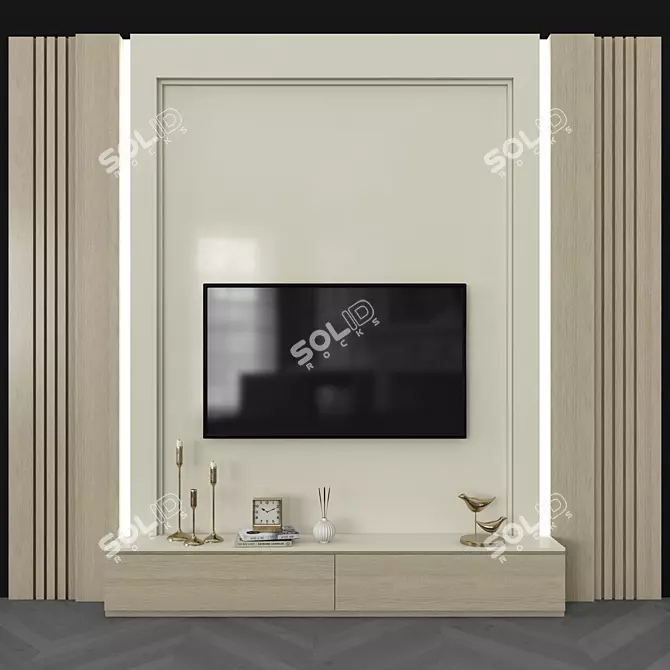 Modern TV Wall Unit with 55 Inch TV 3D model image 1