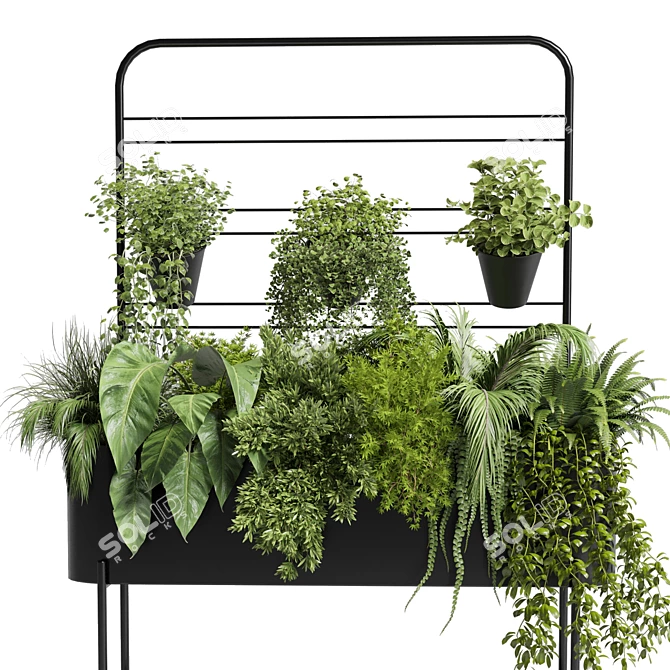 Black Metal Flower Box for Indoor Plants 3D model image 3