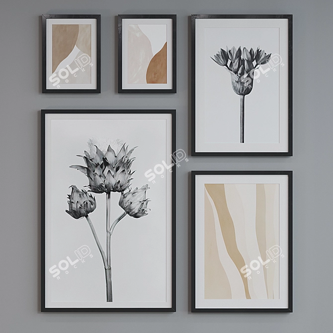 Modern Minimalist Picture Frame Set 3D model image 2