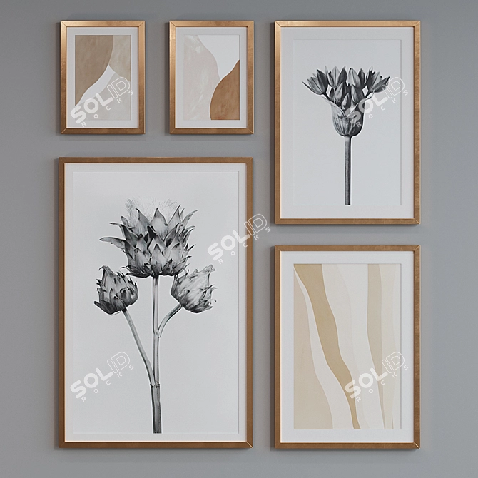 Modern Minimalist Picture Frame Set 3D model image 4