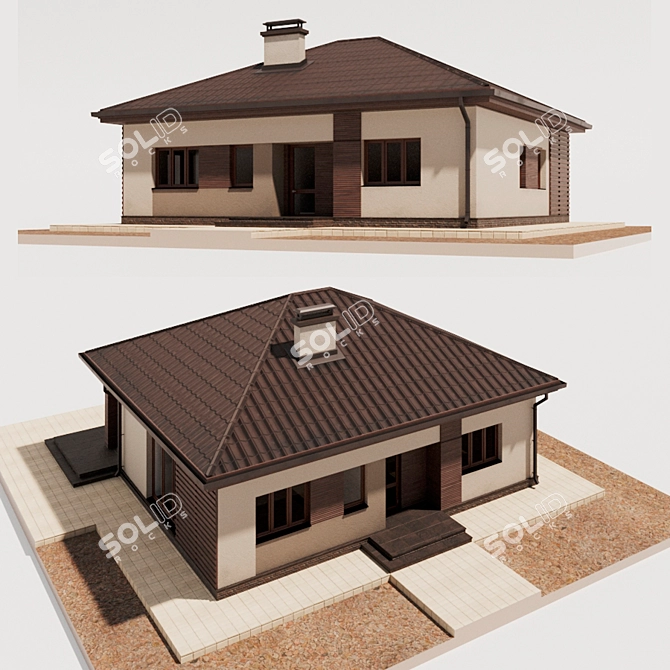 Cozy Cottage: Low-Poly House Model 3D model image 2