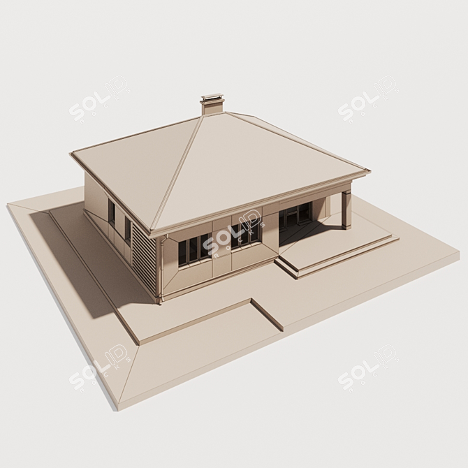 Cozy Cottage: Low-Poly House Model 3D model image 4