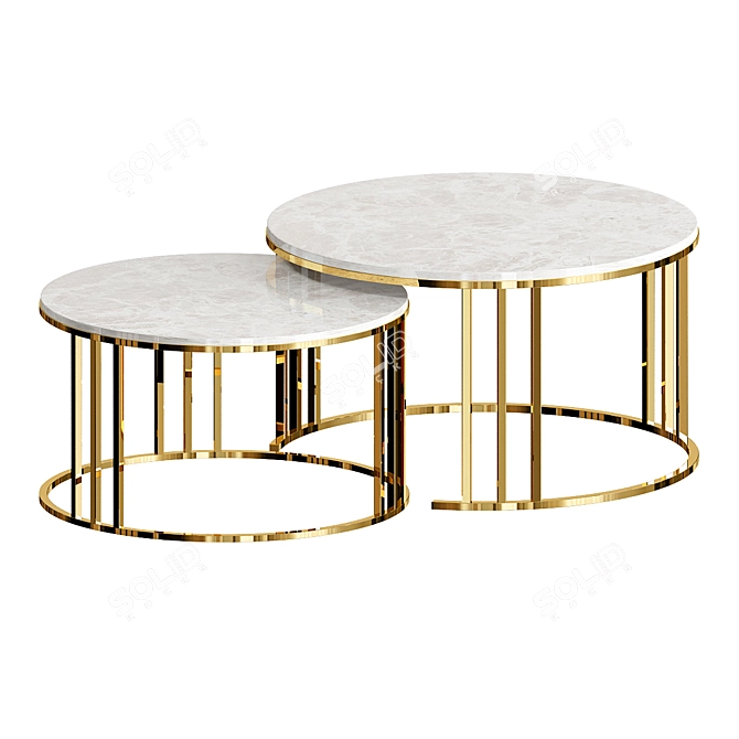 Sleek Round Nesting Tables, Set of 2 3D model image 5