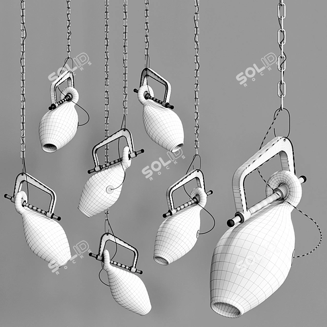 Modern Bulb Clamp Chandelier 3D model image 4