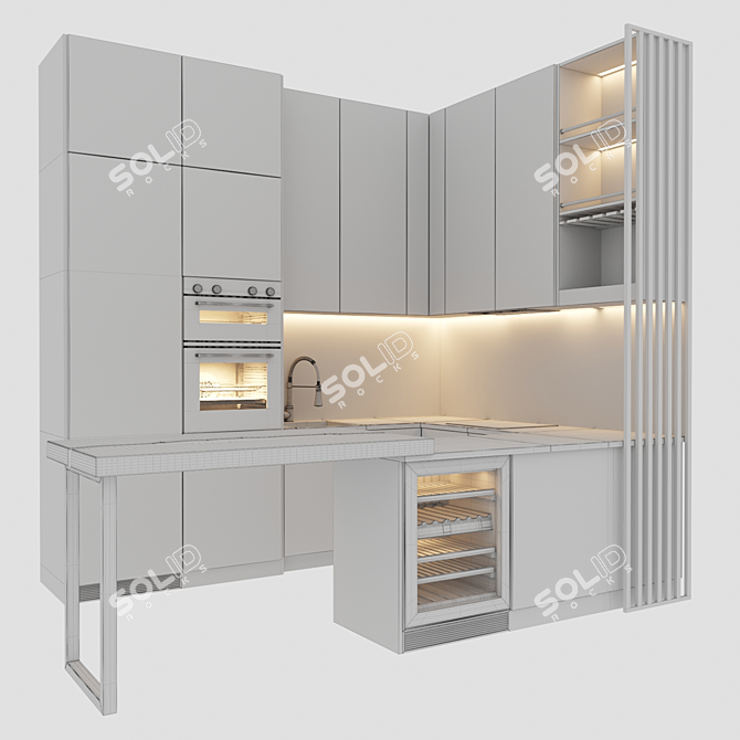 Modern Kitchen Set 2015 3D model image 17