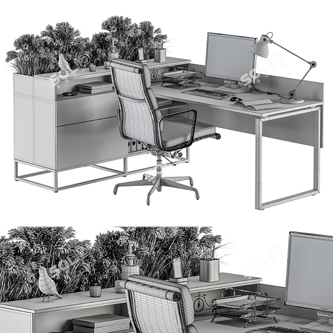Executive Office Furniture Set 3D model image 6