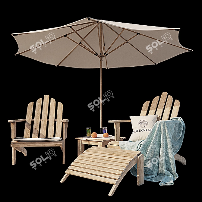 Ultimate Relaxation: Reclining Chair with Footrest 3D model image 1