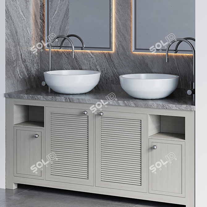  Modern Bathroom Furniture Set 3D model image 3