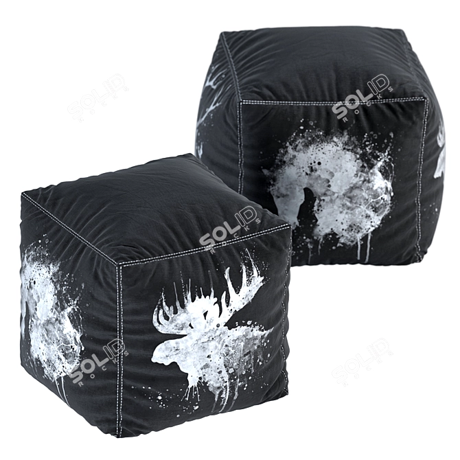 Animal Silhouette Square Ottoman 3D model image 2