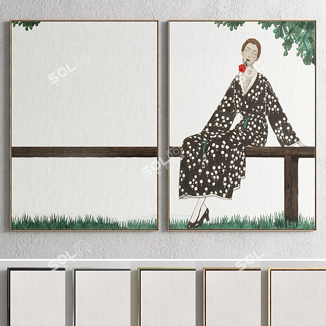 Minimalist Lonely Woman Photo Frame 3D model image 3