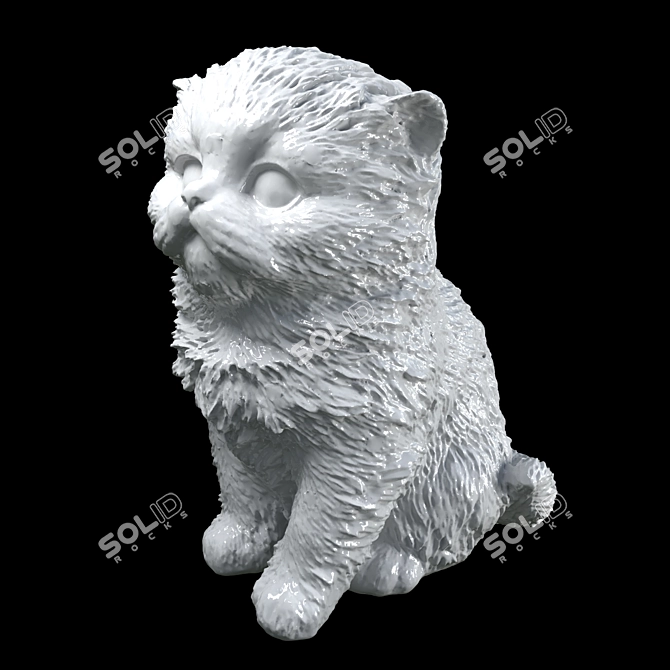 Mystical Feline Sculpture 3D model image 1