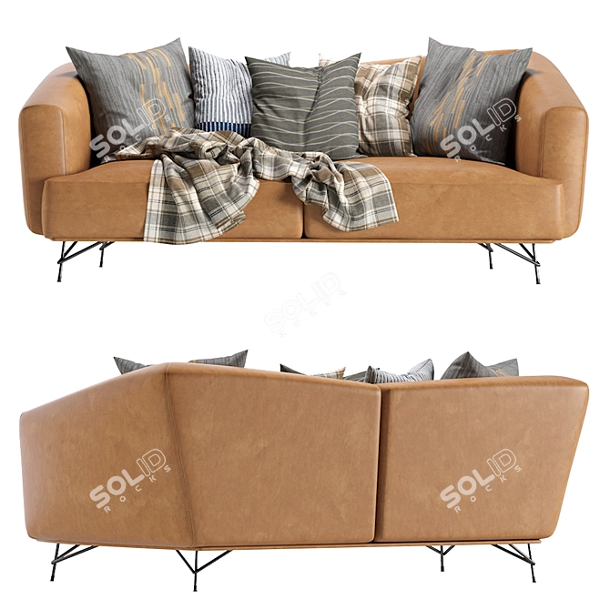 Italian Leather Sofa: Ditre Italia Lennox 3D model image 2