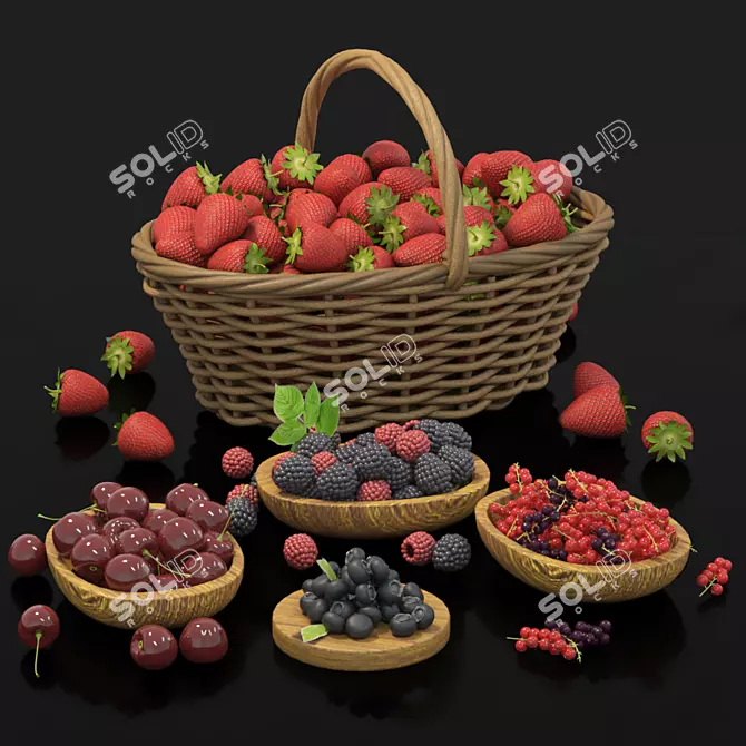 Juicy Summer Berry Arrangement 3D model image 1