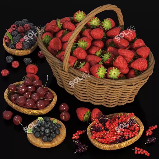 Juicy Summer Berry Arrangement 3D model image 2