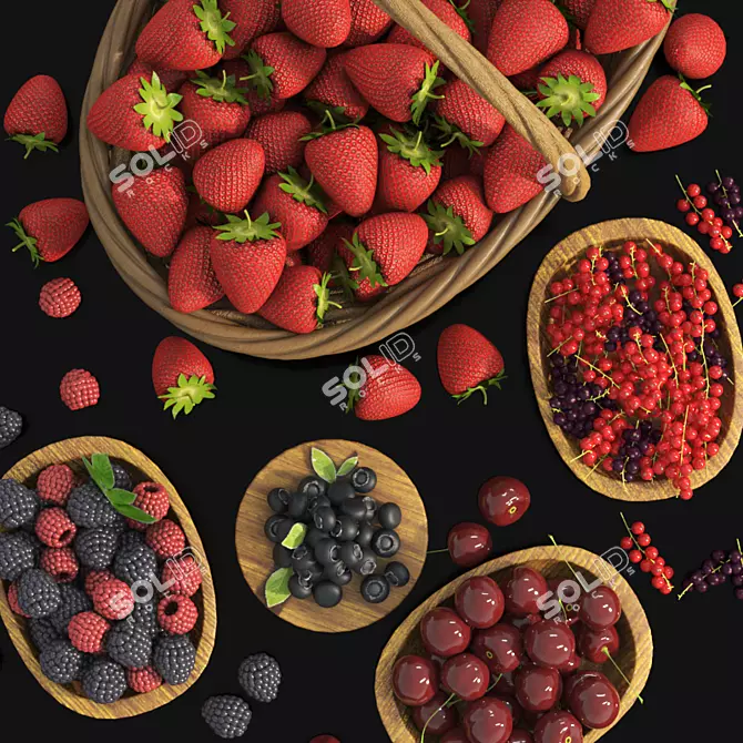 Juicy Summer Berry Arrangement 3D model image 3