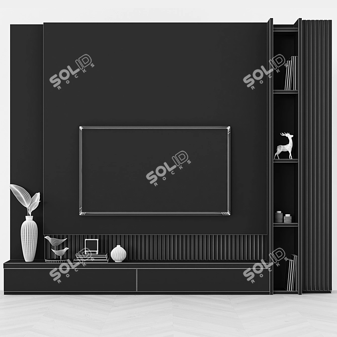 Modern TV Wall Set with 65" TV 3D model image 4