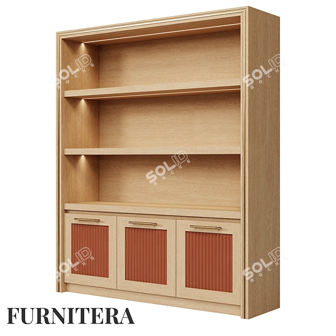 Nolan Oak Veneer Bookcase: Classic Style with Ample Storage 3D model image 2