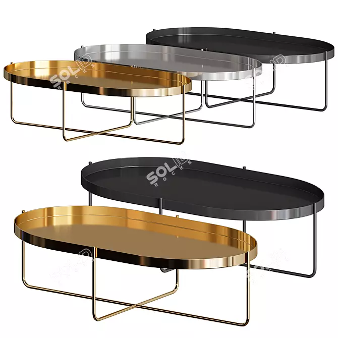 Glossy Gold Gaultier Coffee Table 3D model image 1